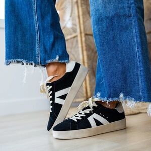 Corkys No Chaser Black Corduroy and Off-White Women's Sneakers